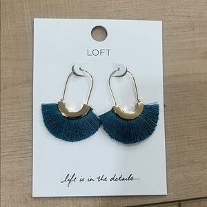 LOFT Gold and Teal Fan Earrings